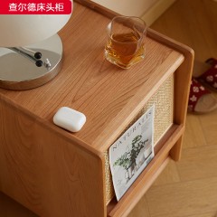 △千匠一品 北欧风格樱桃木原木色床头柜-查尔德床头柜-X