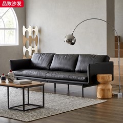 △千匠一品 北欧风格科技皮+纳帕皮+油蜡皮+实木框架+羽绒云丝棉+高密度海绵+碳素钢脚组合沙发-品致沙发-X