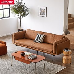 △千匠一品 北欧风格科技皮+纳帕皮+油蜡皮+实木框架+羽绒云丝棉+高密度海绵+碳素钢脚组合沙发-品致沙发-X
