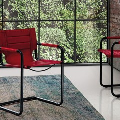 【精品】千匠一品简约北欧意大利进口全金属框架真皮餐椅GIANNI-R