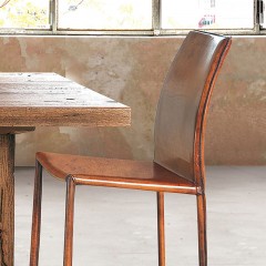 【精品】千匠一品简约北欧意大利进口全实木橡木真皮餐椅BUFFALO-R