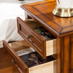 千匠一品美式精选优质橡木+实木多层板+胡桃木皮床头柜8805 -Y