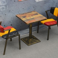 千匠一品现代简约北欧三氰板+铁艺脚休闲桌方桌YS-09-J