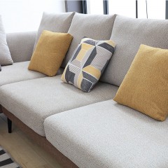 千匠一品现代风格简约优质松木框架+细麻面料（3+贵妃）布艺沙发组合8002-E