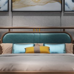 △千匠一品新中式北欧风格白蜡木+E1板床B-006-180-X