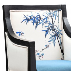 千匠一品新中式白蜡木+环保油漆布艺休闲椅R-V68-X