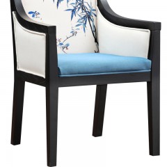 千匠一品新中式白蜡木+环保油漆布艺休闲椅R-V68-X