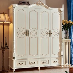 千匠一品美式风格橡木+中纤板白色板木结合五门衣柜8802-X