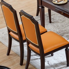 △千匠一品美式进口胡桃楸木+橡木+纳帕皮餐椅H602A-H