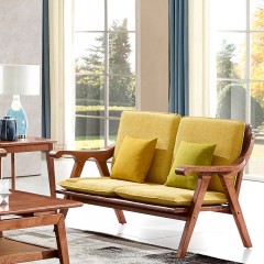 千匠一品北欧风格白蜡木全实木框架+棉麻布艺沙发组合E-608-X