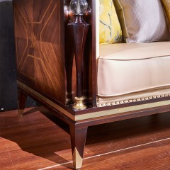 【精品】千匠一品轻奢美式进口榉木超纤皮沙发组合M905E-H