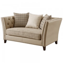 【精品】千匠一品轻奢美式进口榉木超纤皮+布沙发组合M908E-H