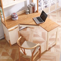 千匠一品北欧风格红橡+白橡全实木环保油漆转角书桌X01-X