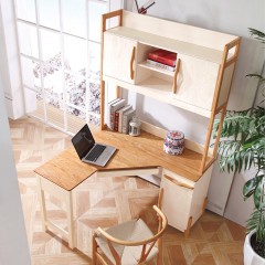 千匠一品北欧风格红橡+白橡全实木环保油漆转角书桌X01-X