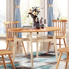 千匠一品北欧风格红橡+白橡全实木环保油漆圆餐桌X03-X