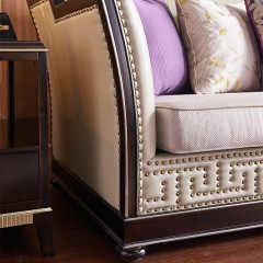 【精品】千匠一品首推轻奢美式进口榉木超纤皮+布沙发组合M902E-H