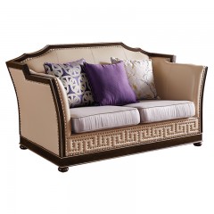 【精品】千匠一品首推轻奢美式进口榉木超纤皮+布沙发组合M902E-H