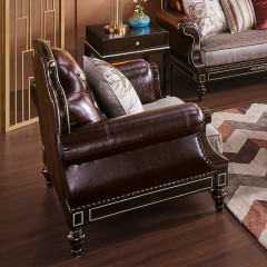 【精品】千匠一品轻奢美式进口榉木超纤皮+布沙发组合J2006E-H