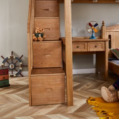 千匠一品儿童家具白蜡木橡木实木框架+环保油漆双层床F9007-X