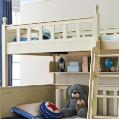 千匠一品儿童家具白蜡木橡木实木框架+环保油漆1.2米双层床F618-X