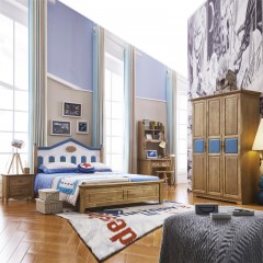 千匠一品儿童家具白蜡木橡木实木框架+环保油漆1.5米床F8020-X