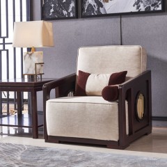 △【精品】千匠一品轻奢中式非洲红檀木+优质棉麻布艺沙发组合TK206-X