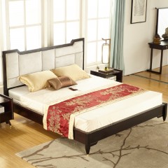 △（精品）千匠一品轻奢中式进口红檀木+优质棉麻布1.8米床TW210-X