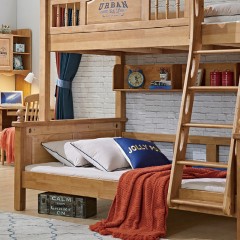 千匠一品儿童房家具北美进口优质橡木全实木+环保油漆儿童床上下床6106A-X