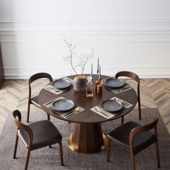 千匠一品首推北欧风格进口白蜡木环保水性漆圆餐桌1.1/1.3米巴里餐桌-X