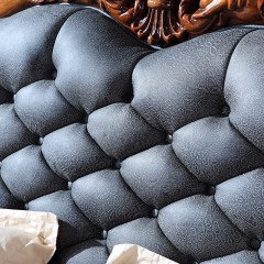 【精品】千匠一品 轻奢欧式进口乌金木实木中厚头层磨砂皮2.0M大床C33-X