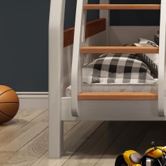 千匠一品 儿童房家具优质白腊木实木水性环保油漆床1.2/1.35/1.5米双层床GJ510-X