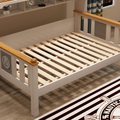 千匠一品 儿童房家具白腊木实木水性环保油漆床1.2米组合床GJ631-X