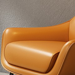 千匠一品 意式极简风格金属架+松木实木内框架优质仿真皮休闲椅SY17-X
