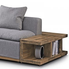 千匠一品意式极简风格优质胡桃木全实木环保油漆沙发边几SFBJC-A-X