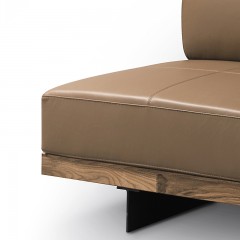 千匠一品意式极简风格优质胡桃木全实木真皮沙发双人位沙发SFDM-X