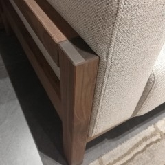 千匠一品意式极简风格优质胡桃木全实木亲肤麻布沙发1+2+3沙发组合SFLG-X