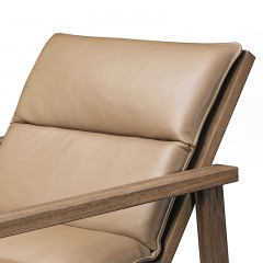 千匠一品意式极简风格优质胡桃木全实木真皮休闲椅XTY-A-X