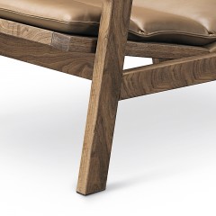 千匠一品意式极简风格优质胡桃木全实木真皮休闲椅XTY-A-X