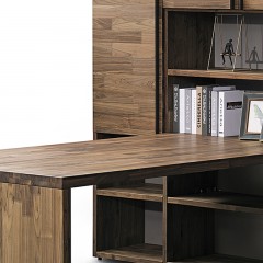 千匠一品意式极简风格优质胡桃木全实木环保油漆书柜组合书柜T67001-A-X