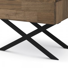 千匠一品意式极简风格优质胡桃木全实木碳素钢脚床头柜TDG-02-X