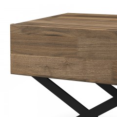 千匠一品意式极简风格优质胡桃木全实木碳素钢脚床头柜TDG-02-X