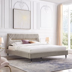【精品】千匠一品现代轻奢风格环保多层实木板优质绒布床1.5/1.8米床BY03-X