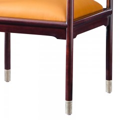 △千匠一品新中式风格优质榉木多层实木板优质超纤皮/真皮休闲椅扶手椅MC10-D221-02-X