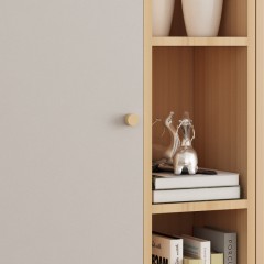 千匠一品北欧风格榉木实木框架优质免漆板书柜组合书柜6609-2-X
