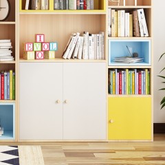 千匠一品北欧风格榉木实木框架优质免漆板书柜组合书柜6609-2-X