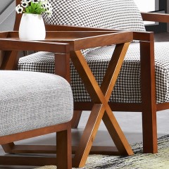 千匠一品现代极简风格优质白腊木实木框架透气棉麻高密度海绵休闲椅/边几8806-X