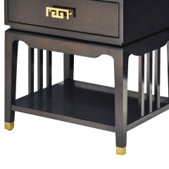 千匠一品新中式风格优质榉木多层实木板钛金拉丝不锈钢床头柜MC11-B02-01-X