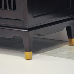 千匠一品新中式风格优质榉木多层实木板超纤皮钛金拉丝不锈钢地柜2.0米电视柜MC11-D27-01-X