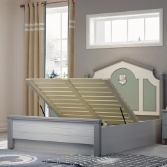 千匠一品美式儿童风格优质橡胶木松木排骨架床1.2米床6651-X