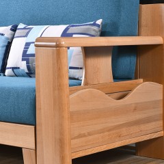 △千匠一品 中式风格优质榉木实木多层板优质棉麻高密度海绵沙发拖床沙发KF813-X